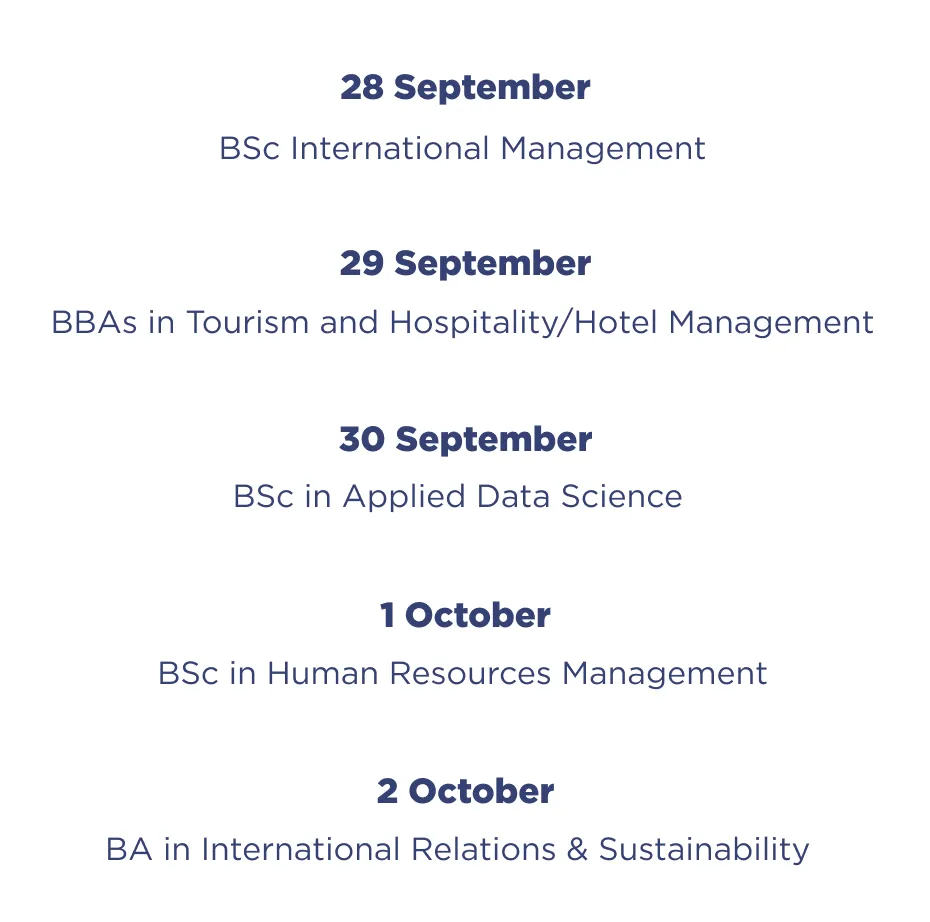 Bachelor Experience Week Schedule